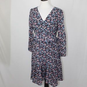 NEW J Crew Floral Dress Navy V Neck Sz. 8